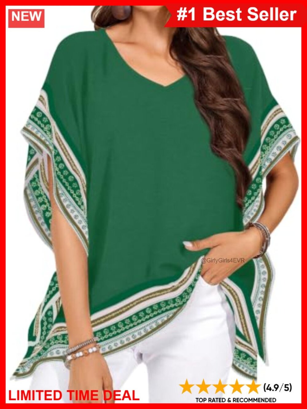 Womens Batwing Short Sleeve V Neck Boho Floral Flowy Blouse Top